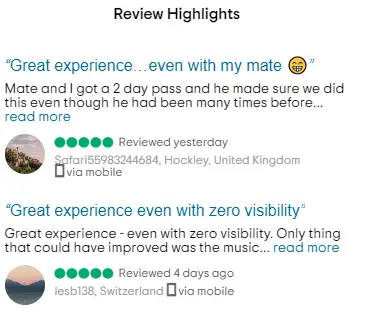 Reviews of the tourists