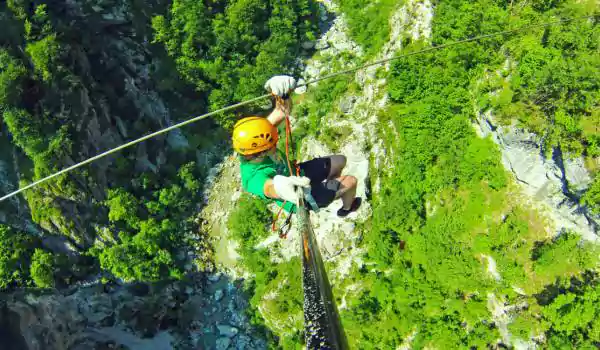 Zip-lining in the Julian Alps, Slovenia