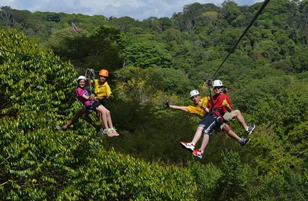 Ziplining in Caribbean Jungle Hills 