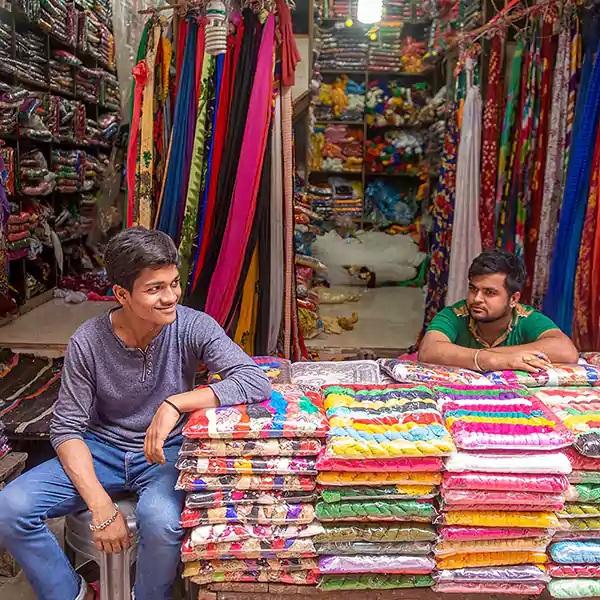 Fabrics at Gandhi Market Delhi nearest metro c