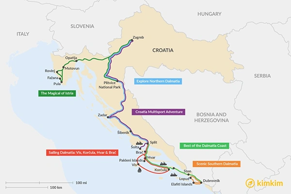 Travel Map of Croatia