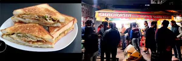 Samosa sandwich at Chaurasiya Juice and Snacks Centre