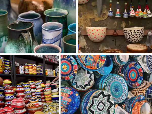 Ceramic crockery in Hauz Rani market