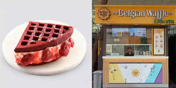 Berry Red Velvet Waffle at The Belgian Waffle Co